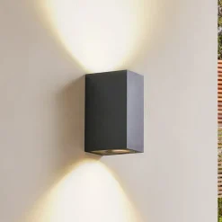 Lindby buitenwandlamp Fijona, donkergroen, aluminium, hoogte 15 cm