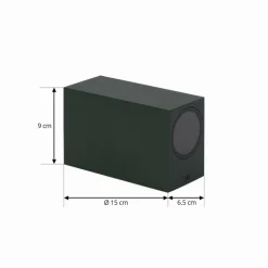 Lindby buitenwandlamp Fijona, donkergroen, aluminium, hoogte 15 cm