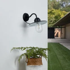 Lindby buitenwandlamp Filip, zwart, 30 cm, E27, IP44