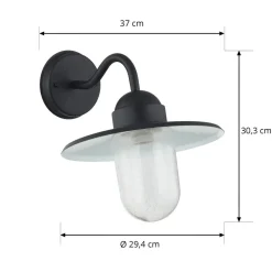 Lindby buitenwandlamp Filip, zwart, 30 cm, E27, IP44