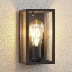 Lindby buitenwandlamp Filimon, antraciet, 22 cm, IP44, E27