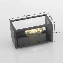 Lindby buitenwandlamp Filimon, antraciet, 22 cm, IP44, E27