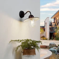 Lindby buitenwandlamp Filip, roestbruin, 30 cm, E27, IP44