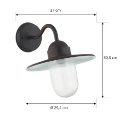 Lindby buitenwandlamp Filip, roestbruin, 30 cm, E27, IP44