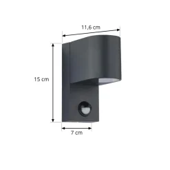 Lindby buitenwandlamp Gelso, aluminium, 15 cm, GU10, sensor