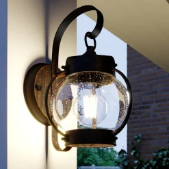 Lindby buitenwandlamp Gerlo, roestbruin, metaal, 26 cm, E27