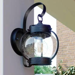 Lindby buitenwandlamp Gerlo, roestbruin, metaal, 26 cm, E27