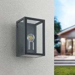 Lindby buitenwandlamp Giavanna, 28 cm, antraciet, IP44, E27