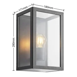 Lindby buitenwandlamp Giavanna, 28 cm, antraciet, IP44, E27