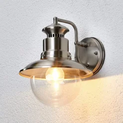 Lindby buitenwandlamp Gwendolyn, grijs, roestvrij staal, 26cm