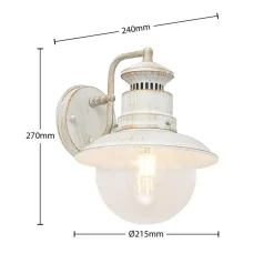 Lindby buitenwandlamp Gwendolyn, wit antiek, metaal, 26cm