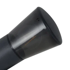 Lindby buitenwandlamp Heulo, Ø 10,5 cm, rookgrijs, sensor