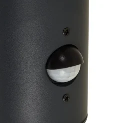 Lindby buitenwandlamp Heulo, Ø 10,5 cm, rookgrijs, sensor