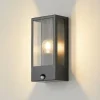 Lindby buitenwandlamp Ilana, zwart, sensor, IP44, E27