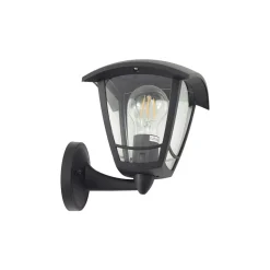 Lindby buitenwandlamp Isidoro, zwart, lantaarn, kunststof