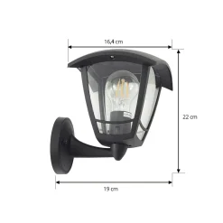 Lindby buitenwandlamp Isidoro, zwart, lantaarn, kunststof