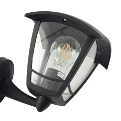 Lindby buitenwandlamp Isidoro, zwart, lantaarn, kunststof