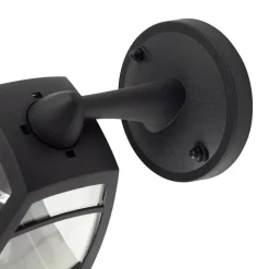 Lindby buitenwandlamp Isidoro, zwart, lantaarn, kunststof