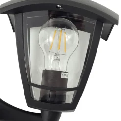 Lindby buitenwandlamp Isidoro, zwart, lantaarn, kunststof