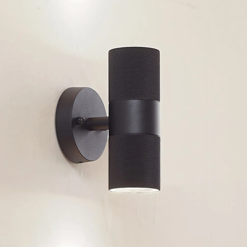 Lindby buitenwandlamp Jovane, zwart, aluminium, 2-lamps