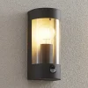 Lindby buitenwandlamp Junias, 24 cm, antraciet, sensor