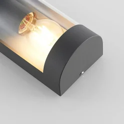 Lindby buitenwandlamp Junias, 24 cm, antraciet, sensor