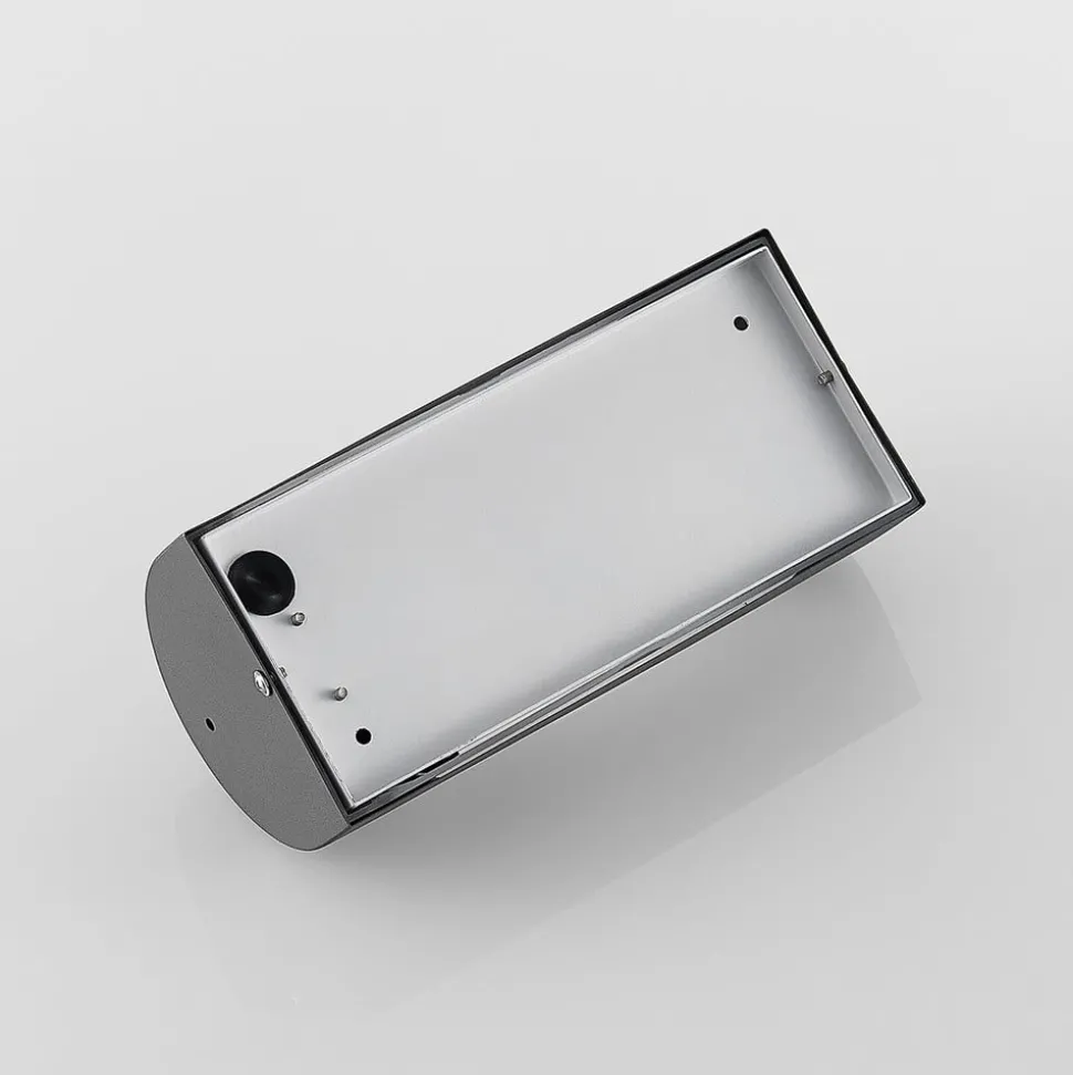 Lindby buitenwandlamp Junias, 24 cm, antraciet, sensor