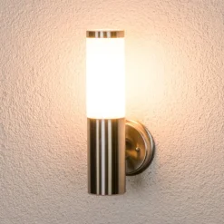 Lindby buitenwandlamp Kristof, roestvrij staal, 33 cm hoog, E27