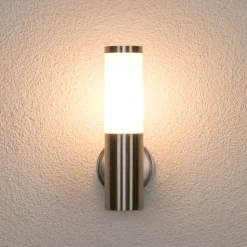 Lindby buitenwandlamp Kristof, roestvrij staal, 33 cm hoog, E27