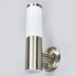 Lindby buitenwandlamp Kristof, roestvrij staal, 33 cm hoog, E27