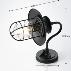 Lindby buitenwandlamp Kyan, hoogte 32 cm, zwart, IP44, E27