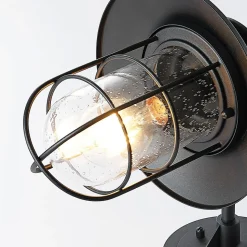 Lindby buitenwandlamp Kyan, hoogte 32 cm, zwart, IP44, E27