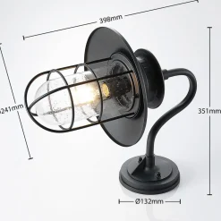 Lindby buitenwandlamp Kyan, hoogte 40 cm, zwart, IP44, E27