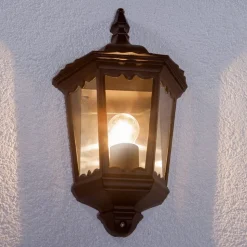 Lindby buitenwandlamp Lieva, hoogte 44 cm, zwart, glas