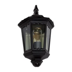 Lindby buitenwandlamp Lieva, hoogte 44 cm, zwart, glas