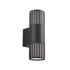 Lindby buitenwandlamp Lurinda, 2-lamps, zwart, Ø10cm