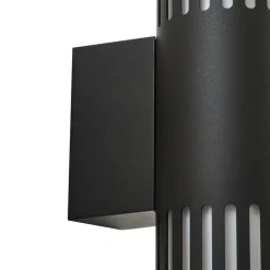 Lindby buitenwandlamp Lurinda, 2-lamps, zwart, Ø10cm