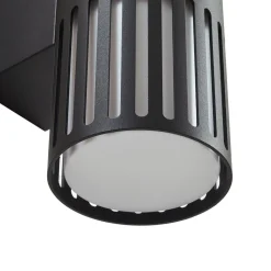 Lindby buitenwandlamp Lurinda, 2-lamps, zwart, Ø10cm