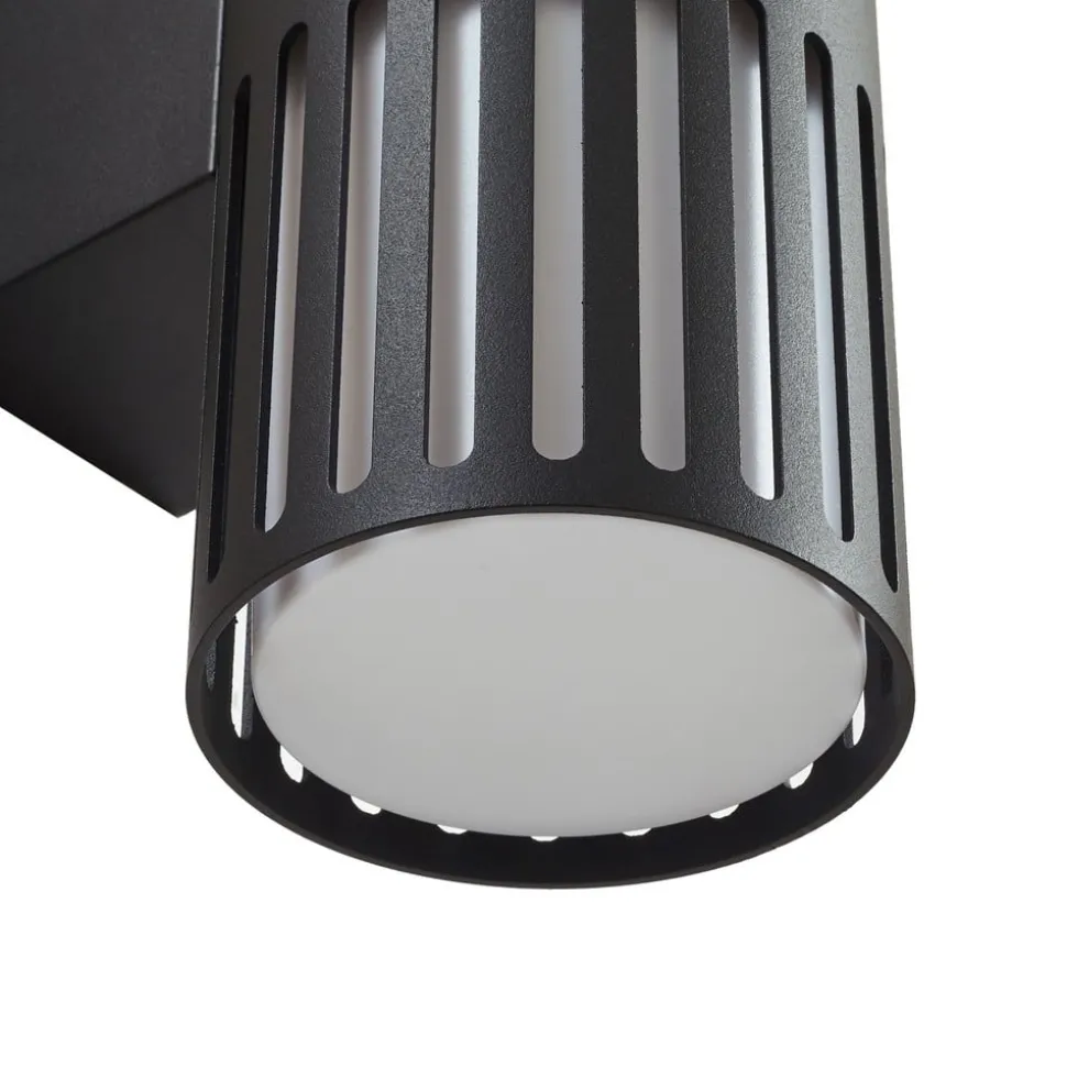 Lindby buitenwandlamp Lurinda, 2-lamps, zwart, Ø10cm