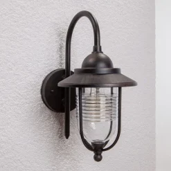 Lindby buitenwandlamp Meret, hoogte 37 cm, roestkleurig, aluminium