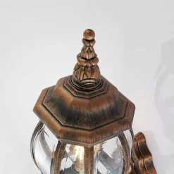 Lindby buitenwandlamp Nadesha, hoogte 47 cm, geborsteld goud