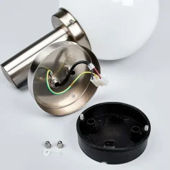 Lindby buitenwandlamp Nada, roestvrij staal, glas, sensor, E27