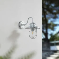 Lindby buitenwandlamp Naleta, gegalvaniseerd zilver, staal