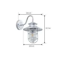 Lindby buitenwandlamp Naleta, gegalvaniseerd zilver, staal