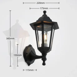 Lindby buitenwandlamp Nane, lantaarn, zeewaterbestendig, E27