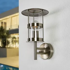 Lindby buitenwandlamp Noemi, grijs, roestvrij staal, 32cm