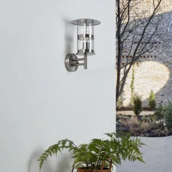 Lindby buitenwandlamp Noemi, grijs, roestvrij staal, 32cm