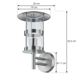 Lindby buitenwandlamp Noemi, grijs, roestvrij staal, 32cm
