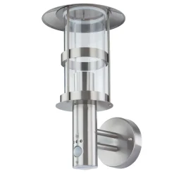 Lindby buitenwandlamp Noemi, sensor, grijs, roestvrij staal, 34cm