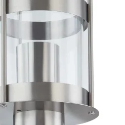 Lindby buitenwandlamp Noemi, sensor, grijs, roestvrij staal, 34cm